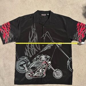 Harley-Davidson Black and Red Motorcycle Graphic Shirt- polyester- XXL Mens